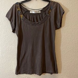 ZARA brown blouse  with sequins L